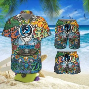 Carolina Panthers Grateful Dead Hawaiian Shirt and Short