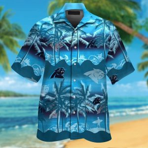 Carolina Panthers Short Sleeve Button Up Tropical Hawaiian Shirt VER022