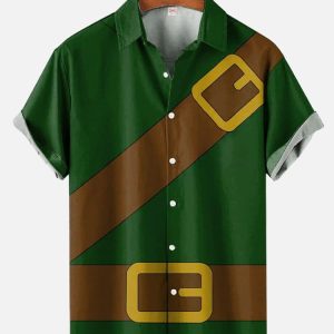 Cartoon Costume Vintage Funny Safety Belt Printing Hawaiian Short Sleeve KLA Hawaiian Shirt