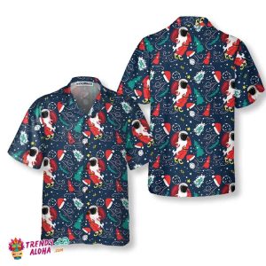 Cartoon Santa Claus Flying In Space Christmas Hawaiian Shirt, Santa Hawaiian Shirt For Men
