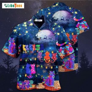 Cat By Christmas Night, Cat Trendy Hawaiian Shirt Perfect Gifts For Your Loved Ones