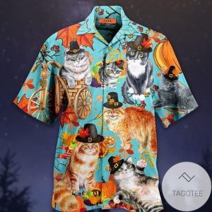 Cat Celebrating Thanksgiving Hawaiian Shirt Perfect Wear
