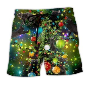 Cat Christmas Lets Get Lit Trendy KLA Hawaiian Beach Shorts