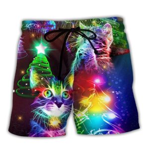 Cat Christmas Merry Everything Happy Always Trendy KLA Hawaiian Beach Shorts