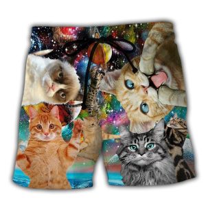 Cat Funny Amazing Galaxy Trendy KLA Hawaiian Beach Shorts