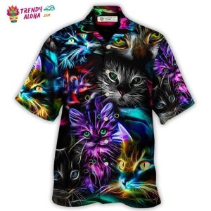 Cat Funny Neon Light Colorful Style Hawaiian Shirt – Trendy KLA