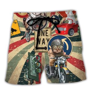 Cat On My Way Funny Trendy KLA Hawaiian Beach Shorts