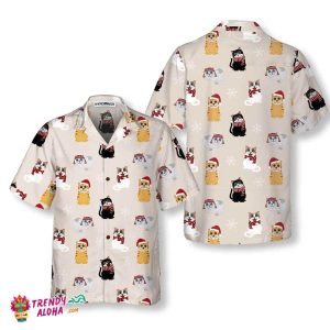 Cat Wearing Santa Claus Hat Hawaiian Shirt, Christmas Cat Shirt, Best Christmas Gift
