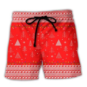 Cat Wreck The Tree Christmas Red Style Trendy KLA Hawaiian Beach Shorts