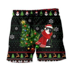 Cat Wreck The Tree Happy Ugly Style Christmas Trendy KLA Hawaiian Beach Shorts