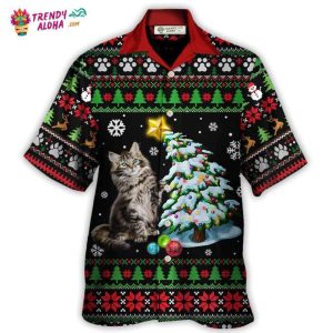 Cat Wreck The Tree Light Funny Ugly Style Christmas Hawaiian Shirt – Trendy KLA