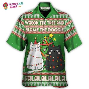 Cat Wreck The Tree Meowy Christmas Hawaiian Shirt – Trendy KLA