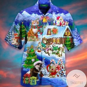 Cats Celebrating Christmas Joyfully on This Hawaiian Shirt