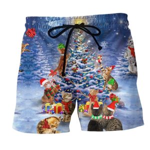 Cats Love Christmas Everytime Trendy KLA Hawaiian Beach Shorts