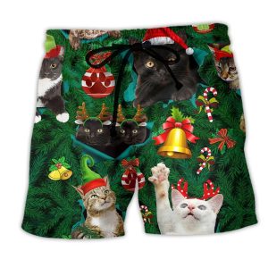 Cats Meowy Mas Christmas Colorful Trendy KLA Hawaiian Beach Shorts