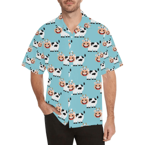 Cattle Cute Pattern Print Design Trendy Hawaiian Shirt, Cow Trendy Hawaiian Shirt For Summer Gifts
