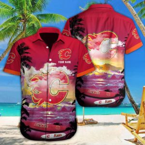 Celebrate Calgary Flames in Tropical Hawaiian Custom Outfit