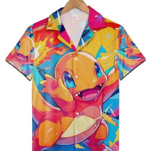 Charmander Pokemon Hawaiian Shirt, Summer Beach KLA Shirt For Kids Men And Women