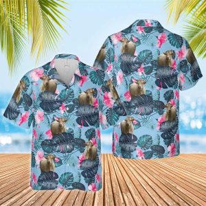 Charolais Blue Hibiscus Trendy Hawaiian Shirt, Farm Cow Trendy Hawaiian Shirt For Men And Women
