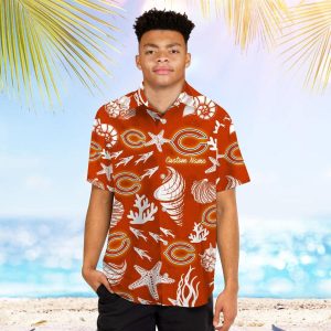 Chicago Bears Name Personalized Short Sleeve Button Up Tropical Hawaiian Shirt