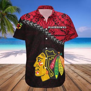Chicago Blackhawks Hawaii Shirt Grunge Polynesian Tattoo – NHL