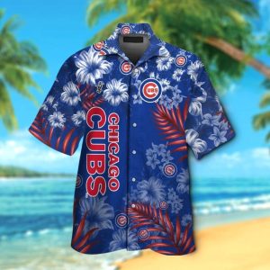 Chicago Cubs Short Sleeve Button Up Tropical Hawaiian Shirt VER010