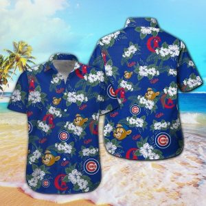 Chicago Cubs Short Sleeve Button Up Tropical Hawaiian Shirt VER07