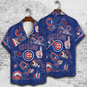 Chicago Cubs Themed Hawaiian Shirt in Vivid Design