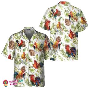 Chicken With Christmas Plants Hawaiian Shirt, Unique Christmas Chicken Shirt, Best Christmas Gift Idea