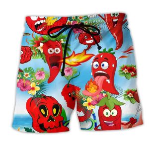 Chili Peppers So Funny Trendy KLA Hawaiian Beach Shorts