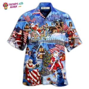 Christmas America Christmas Patriotic Santa Claus Hawaiian Shirt – Trendy KLA