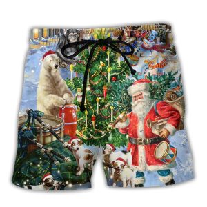 Christmas Animal Happiness With Drum Trendy KLA Hawaiian Beach Shorts