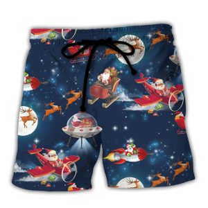 Christmas Astronaut Santa Claus Trendy KLA Hawaiian Beach Shorts