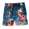 Christmas Bear Santa With Happiness Trendy KLA Hawaiian Beach Shorts