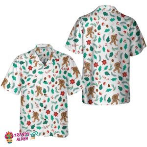 Christmas Bigfoot Sasquatch Pattern Hawaiian Shirt, Funny Christmas Shirt, Best Gift For Christmas