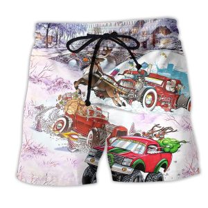 Christmas Car Run Xmas Hohoho Trendy KLA Hawaiian Beach Shorts