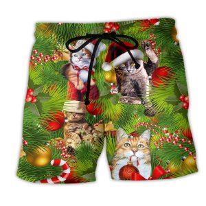 Christmas Cat It’s Lazy Day Trendy KLA Hawaiian Beach Shorts