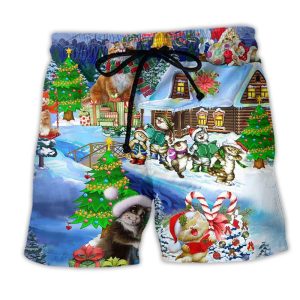 Christmas Cats Santa Love Gift Trendy KLA Hawaiian Beach Shorts