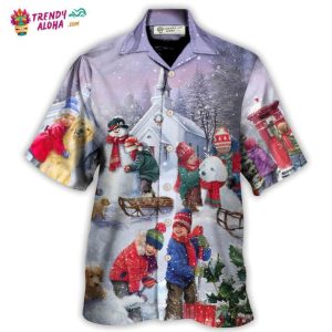 Christmas Children Love Christmas Chilling With Homie Art Style Hawaiian Shirt – Trendy KLA