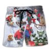 Christmas Children Love Christmas Chilling With Homie Art Style Trendy KLA Hawaiian Beach Shorts