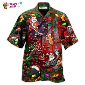 Christmas Come On Play Hockey With Santa Claus And Reindeer So Nice Hawaiian Shirt – Trendy KLA