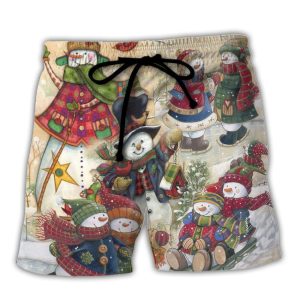 Christmas Couple Snowman Lover Winter Xmas Trendy KLA Hawaiian Beach Shorts