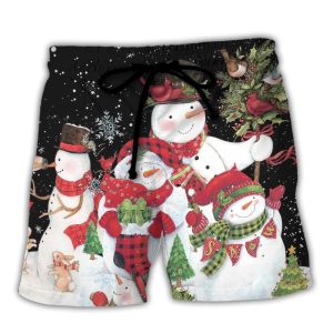 Christmas Cutie Snowman Happy Xmas Cardinal Trendy KLA Hawaiian Beach Shorts