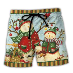 Christmas Cutie Snowman Happy Xmas Trendy KLA Hawaiian Beach Shorts