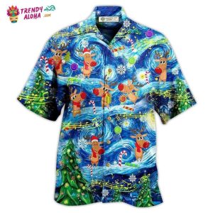 Christmas Dancing Reindeers Happy With Tornado Hawaiian Shirt – Trendy KLA