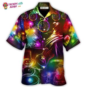 Christmas Dancing Santa Claus Tree Snowman Neon Light Style Hawaiian Shirt – Trendy KLA