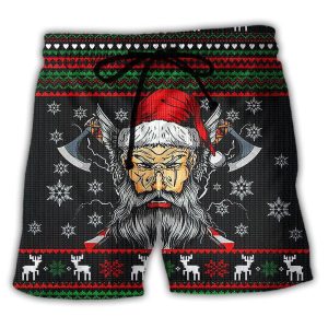 Christmas Deck Valhalla With Skull Of Glory Trendy KLA Hawaiian Beach Shorts