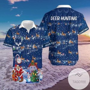 Christmas Deer Hunting Theme Design Hawaiian Shirt Elegance Tropical