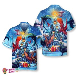 Christmas Dragons Reunion Christmas Hawaiian Shirt, Festive Dragon Hawaiian Shirt For Men
