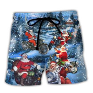 Christmas Driving With Santa Claus In Town Trendy KLA Hawaiian Beach Shorts